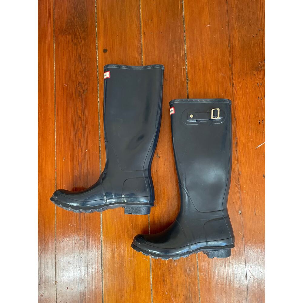 Hunter Tall Rain Boots Black Rubber Wellington Women's US 7 UK 5 EU 38
